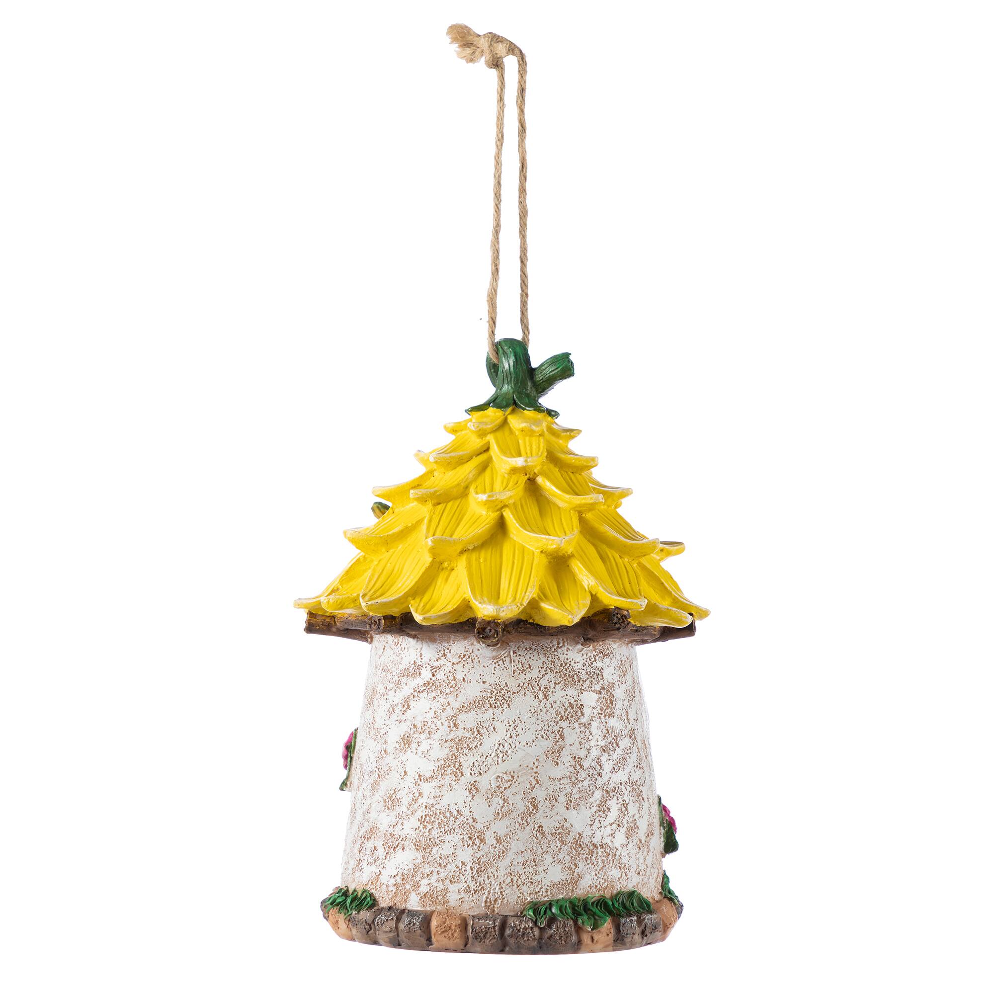 Glitzhome® 9" Resin Yellow Roof Outdoor Garden Birdhouse